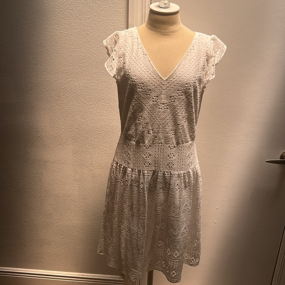 LOFT White Embellished Tiered Midi Sundress NWT - Picture 5 of 7